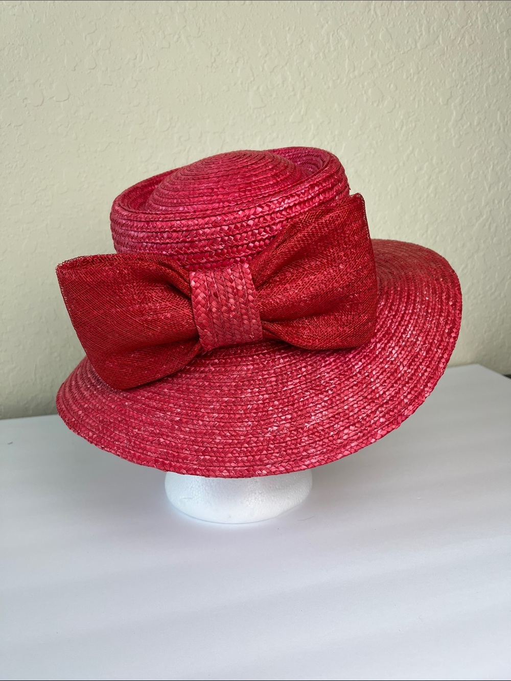 Betmar Red Banded Straw Hat with Bow Detail - Picture 2 of 5